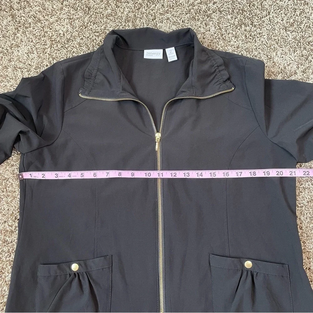 Zenergy by Chico’s 2 Women’s Size Large Black Lightweight Full‎ Zip Jacket EUC